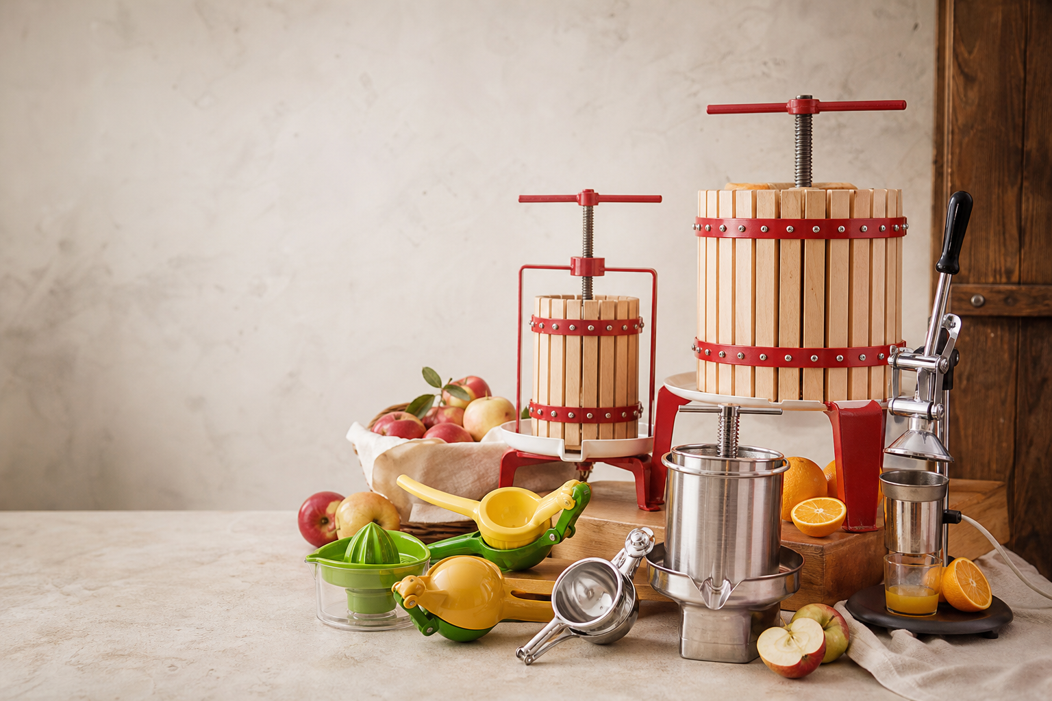 Apple presses, juicers and cider-making tools for home harvests