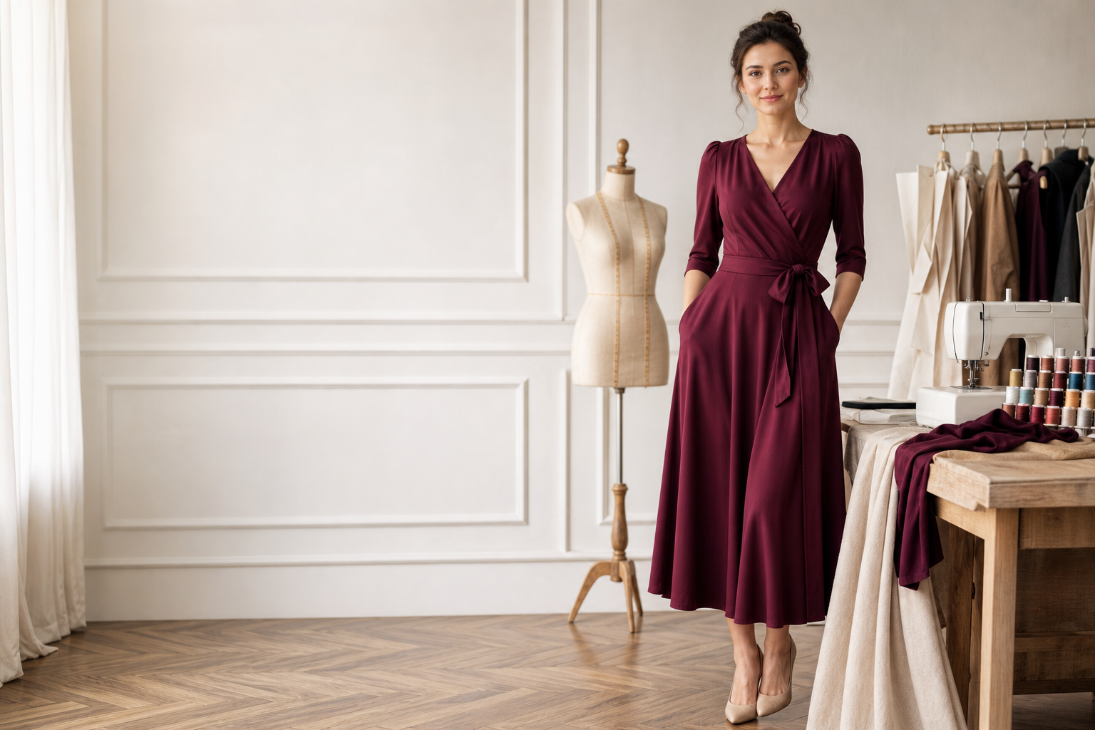 Dressmaking supplies for fabrics, tools and finishing touches