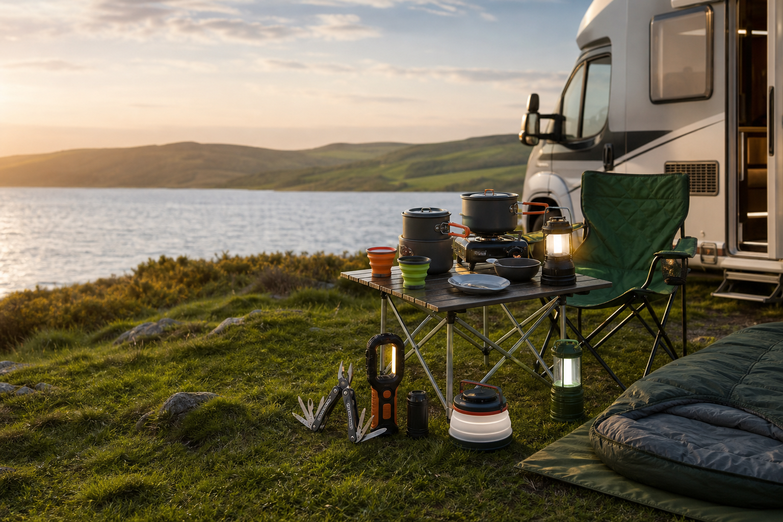 Essential camping gear for motorhome trips