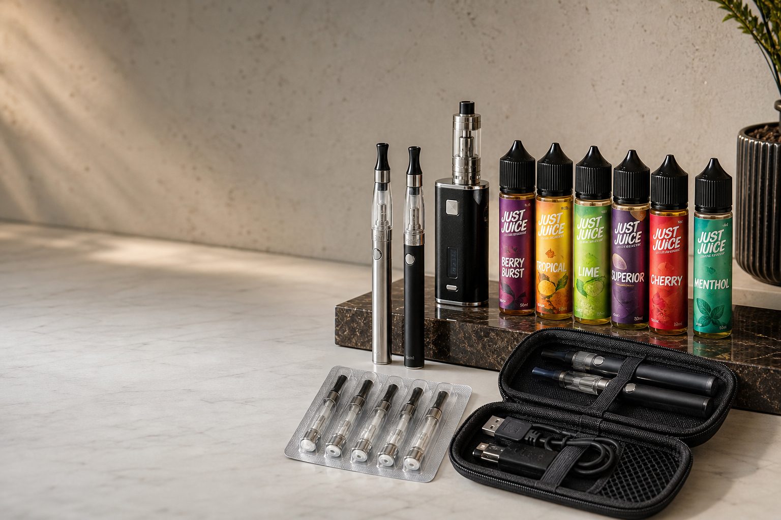 Vape kits, e-liquids and accessories